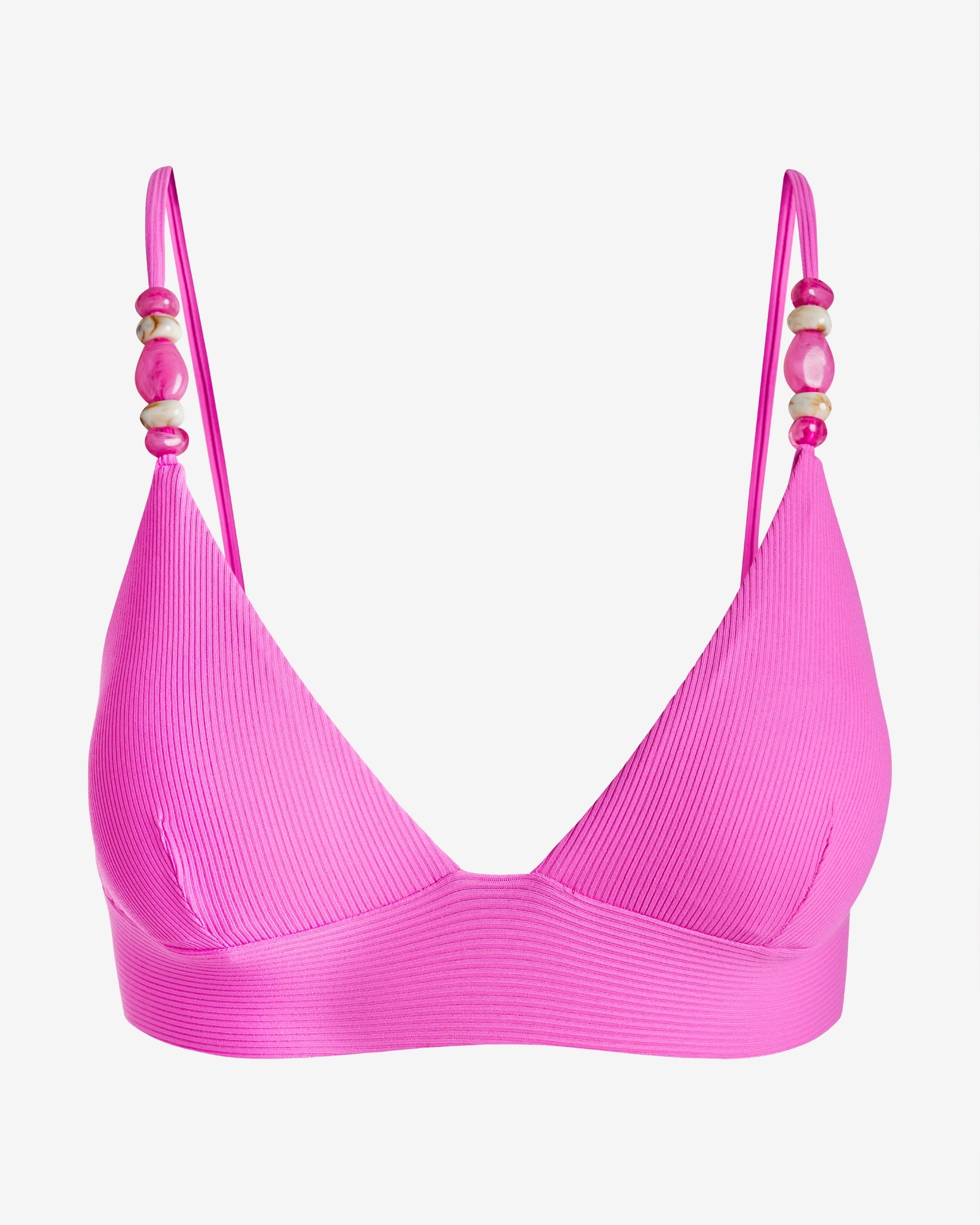 Becca Ribbed Beaded Bikini Top Pink - Image 2