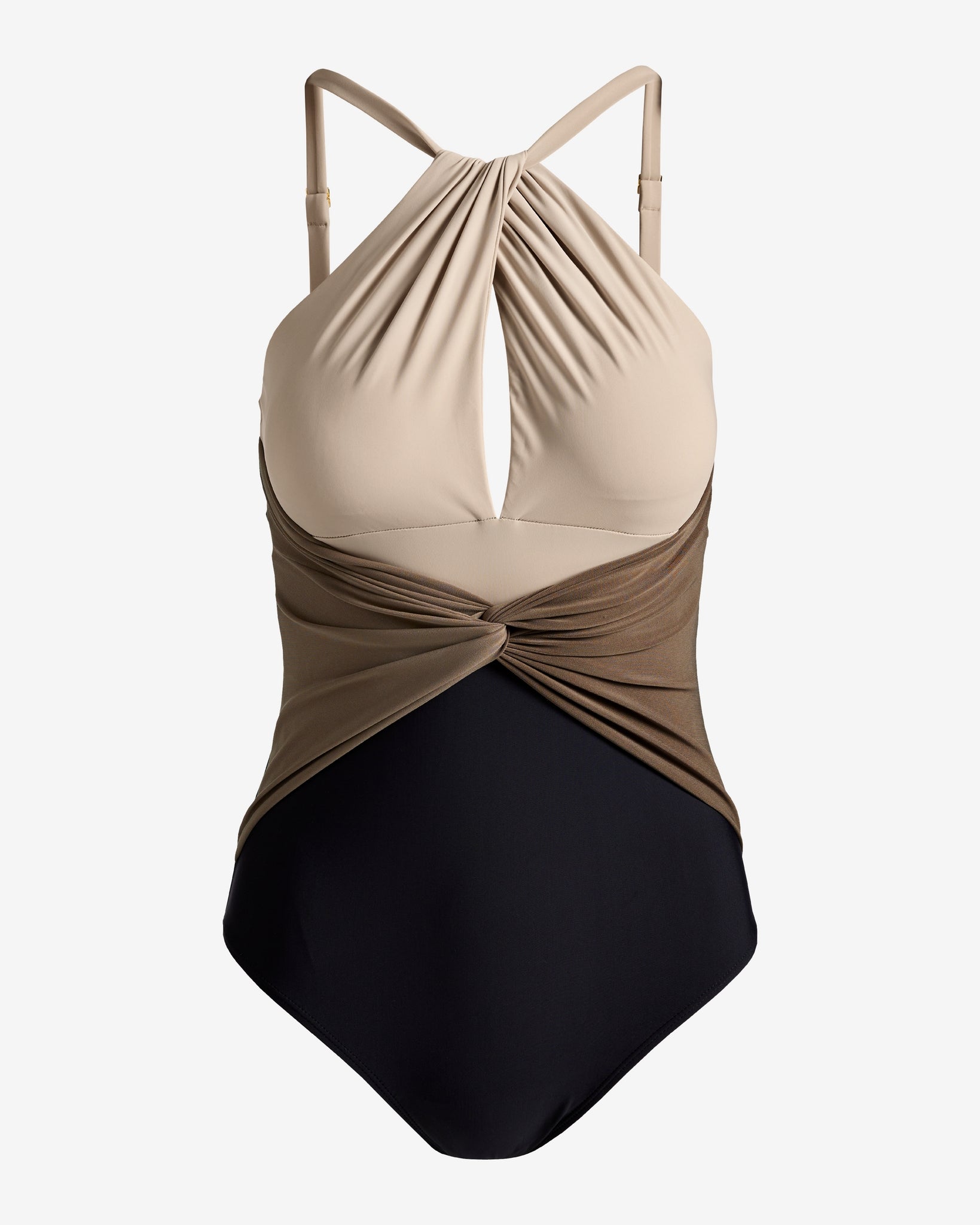 Beyond Control High Neck Keyhole Color Block One Piece Swimsuit Multi - Image 2