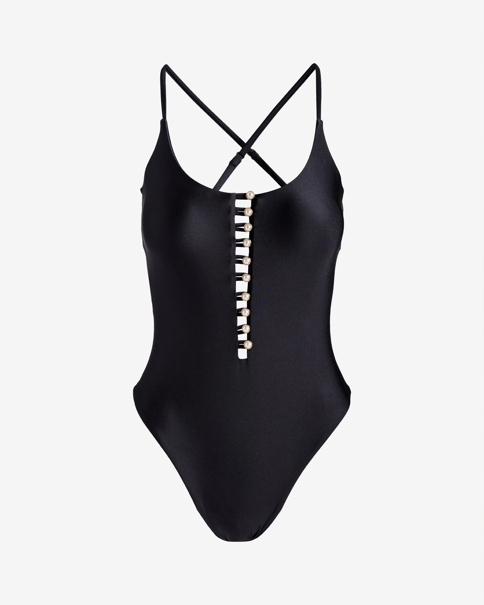 Red Carter Pearl Button Up One Piece Black - Image 2